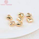 10PCS 6x7MM Brass Heart Pendants Charms DIY Jewelry Findings