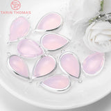 4PCS 13x25MM 24K Brass Glass Water Drop Charms Pendants