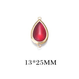 4PCS 13x25MM 24K Brass Glass Water Drop Charms Pendants