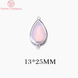 4PCS 13x25MM 24K Brass Glass Water Drop Charms Pendants
