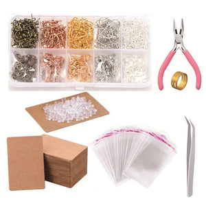 1353pcs Earring Making Kit with Hooks,Rings,Pliers,Display Cards