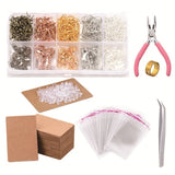 1353pcs Earring Making Kit with Hooks,Rings,Pliers,Display Cards