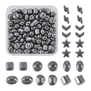 135Pcs Synthetic Hematite Beads Star Nuggets Oval Round Spacer Beads