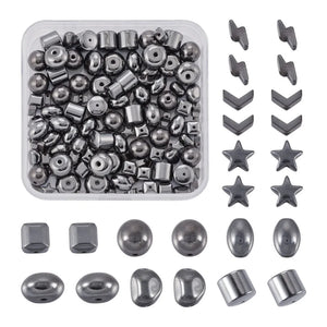 135Pcs Synthetic Hematite Beads Star Nuggets Oval Round Spacer Beads