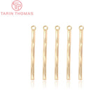 10PCS 22MM Hole 1MM 24K Plated Brass Twisted Rod Charms Pendants