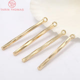 10PCS 22MM Hole 1MM 24K Plated Brass Twisted Rod Charms Pendants