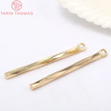 10PCS 22MM Hole 1MM 24K Plated Brass Twisted Rod Charms Pendants