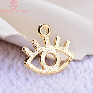 10PCS 9x13MM 24K Plated Brass Eye Charms Pendants DIY Jewelry Accessories