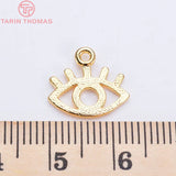 10PCS 9x13MM 24K Plated Brass Eye Charms Pendants DIY Jewelry Accessories