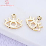 10PCS 9x13MM 24K Plated Brass Eye Charms Pendants DIY Jewelry Accessories