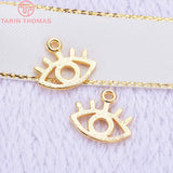 10PCS 9x13MM 24K Plated Brass Eye Charms Pendants DIY Jewelry Accessories