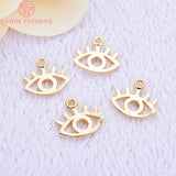 10PCS 9x13MM 24K Plated Brass Eye Charms Pendants DIY Jewelry Accessories