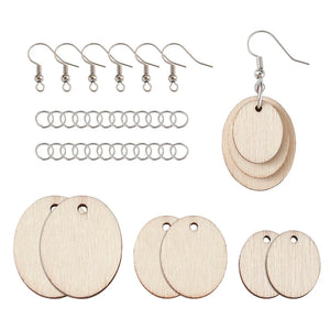 136pcs Unfinished Wood Earring Making Kit with Brass Hooks Jump Rings
