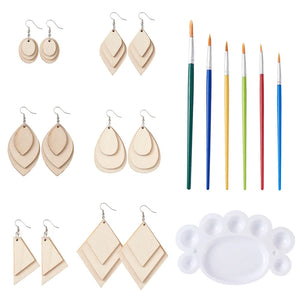136pcs Unfinished Wood Earring Making Kit with Brass Hooks Jump Rings