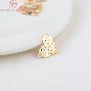 10PCS 14x12MM 24K Brass Heart Pendants Charms DIY Jewelry Findings