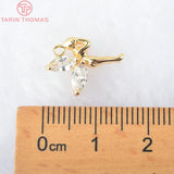6PCS 24K Brass Zircon Fairy Charms Pendants DIY Jewelry Findings