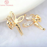 6PCS 24K Brass Zircon Fairy Charms Pendants DIY Jewelry Findings