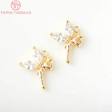 6PCS 24K Brass Zircon Fairy Charms Pendants DIY Jewelry Findings
