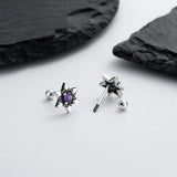 ZFSILVER Retro Purple Red Green Zircon Star Earring