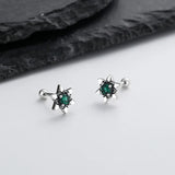 ZFSILVER Retro Purple Red Green Zircon Star Earring