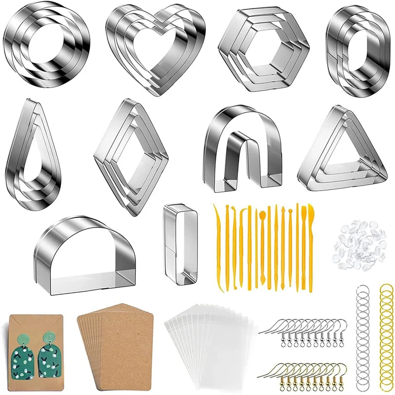 138 Pcs Polymer Clay Cutters Set, 10 Shapes Earrings Cutters, Sculpting Tools
