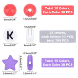 1380Pcs Acrylic Beads: Mixed Star Round Letters Loose Spacer Bead