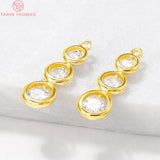 4PCS 8x24MM Hole 1MM 24K Brass Zircon Gourd Charms DIY Jewelry Making