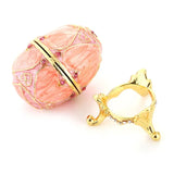 MC Pink LOVE Heart Faberge-Egg Hand Painted Jewelry Trinket Box