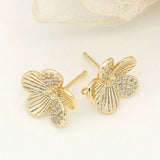 Zircon Flower Stud Earrings DIY Jewelry Making 14K Plated Brass Sterling Silver