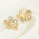 Zircon Flower Stud Earrings DIY Jewelry Making 14K Plated Brass Sterling Silver