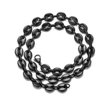 13MM Stainless Steel Coffee Bean Necklace Bracelet Set Men Women