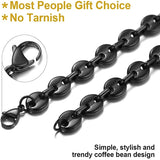 13MM Stainless Steel Coffee Bean Necklace Bracelet Set Men Women