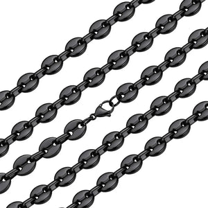13MM Stainless Steel Coffee Bean Necklace Bracelet Set Men Women