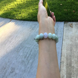13MM Natural-Green Lavender Jadeite Jade Beads Bracelet