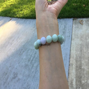 13MM Natural-Green Lavender Jadeite Jade Beads Bracelet