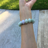 13MM Natural-Green Lavender Jadeite Jade Beads Bracelet