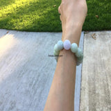13MM Natural-Green Lavender Jadeite Jade Beads Bracelet