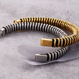 13MM Plated Stainless Steel & Leather Man Bracelet with Magnet Clasp