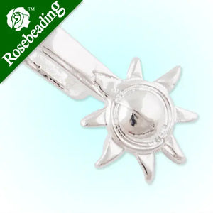 13MM Sun & Moon Silver Plated Glue-On Bails Charm/Pendant 100 pcs
