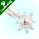 13MM Sun & Moon Silver Plated Glue-On Bails Charm/Pendant 100 pcs