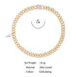 Bling Iced Out Cuban Chain Silver Rhinestone Paved Miami Metal Necklace