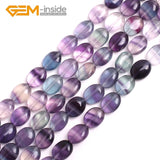 Oval Fluorite Beads 15 inch Strand for DIY Necklace