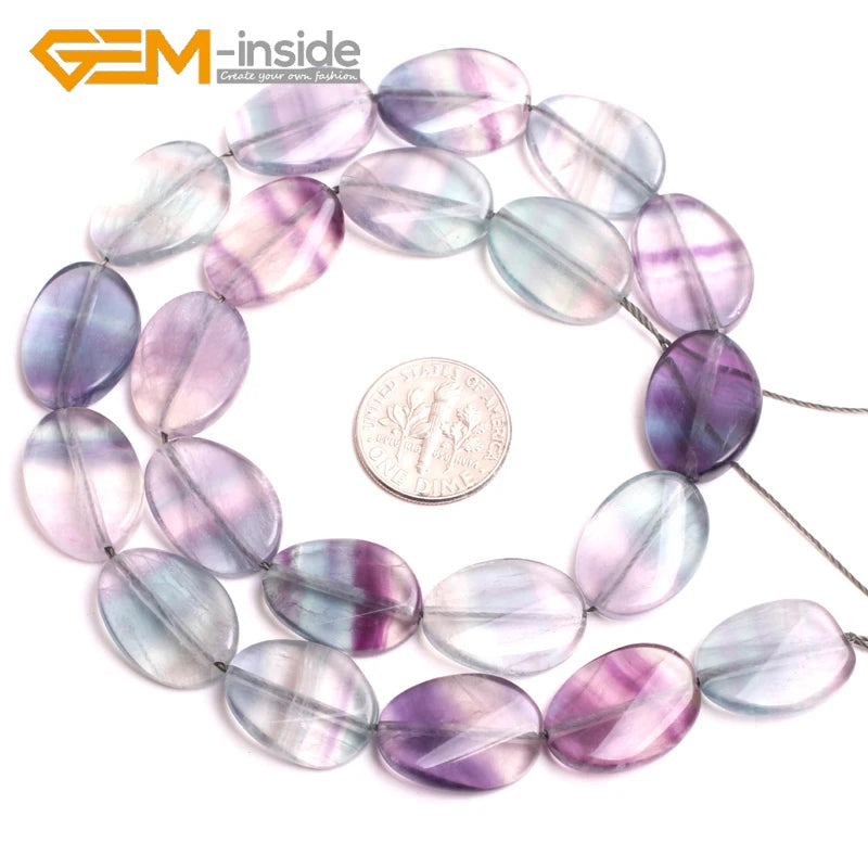 Oval Fluorite Beads 15 inch Strand for DIY Necklace