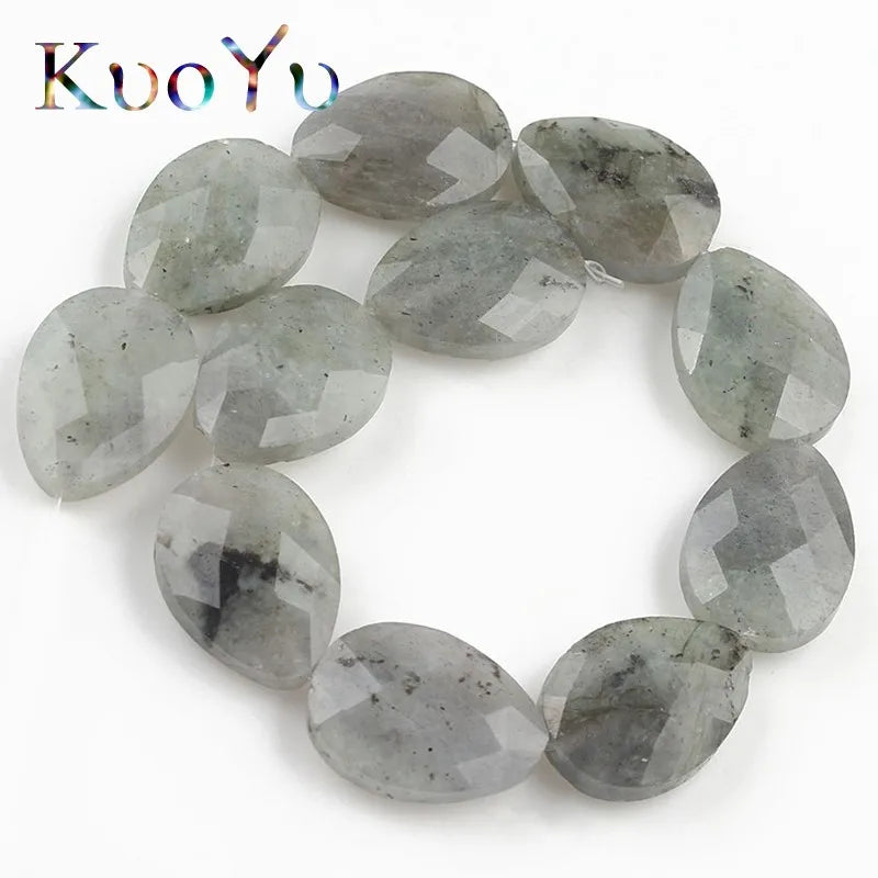 13X18mm Grey Labradorite Faceted Beads Water Droplets Shape Loose Stone