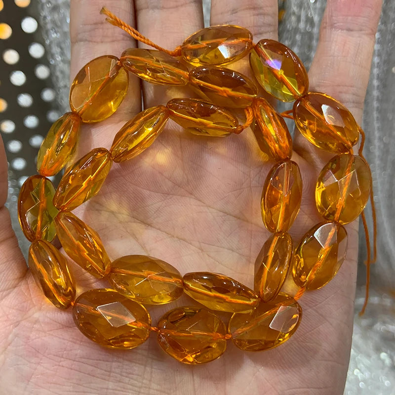 13X18mm Natural Yellow Citrine Beads Faceted Oval DIY Quartz Loose Beads