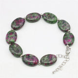 Oval Epidote Bracelet Natural Stone Alloy Septal Beads Hand DIY