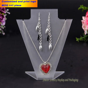 Acrylic Jewelry Set Display Earring Holder Pendant Stand Necklace Rack Showcase