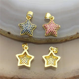 Star Shape CZ Pendant, Colorful Charm Necklace Component