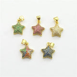 Star Shape CZ Pendant, Colorful Charm Necklace Component