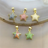 Star Shape CZ Pendant, Colorful Charm Necklace Component